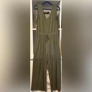 Nicole Miller Olive Green V-Neck Jumpsuit
